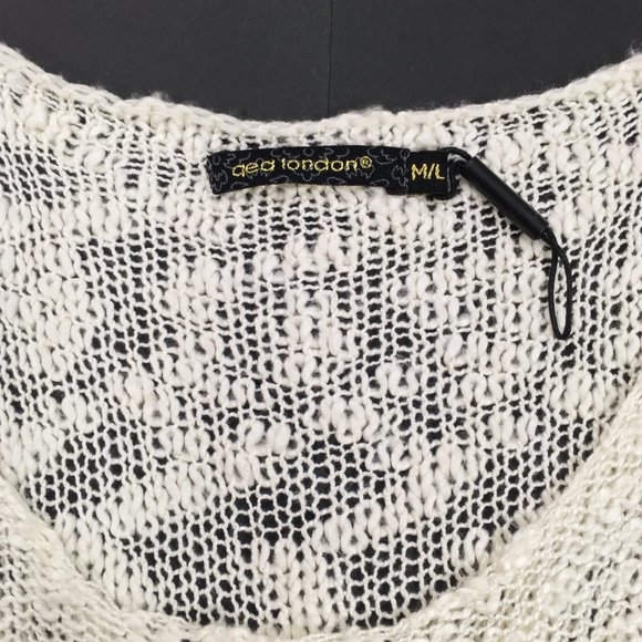 QED London ~ Sheer Lace Hem Drop Shoulder Cowlneck Sweater Pullover - Picture 10 of 11